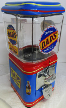 Dad's Nickel Round Gumball Dispenser Dad's Root Beer Theme Circa 1950's