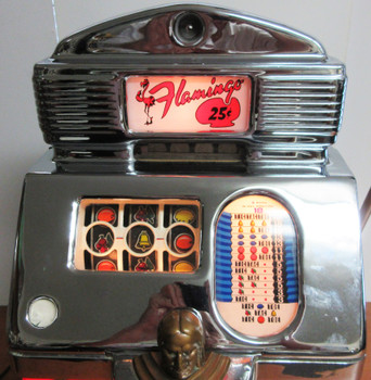 Jennings 25c Red Light Up Flamingo Casino Slot Machine Tic-Tac-Toe