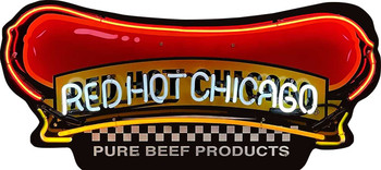 Red Hot Chicago Neon Image Laser Cut Metal Sign (not real neon)