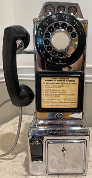 Gray Station Chrome Pay Telephone 1940's Fully Restored Black