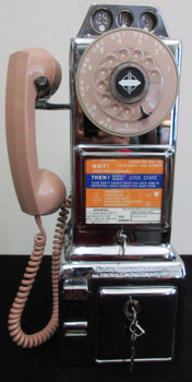 Gray Station Chrome Pay Telephone 1940's Fully Restored Beige