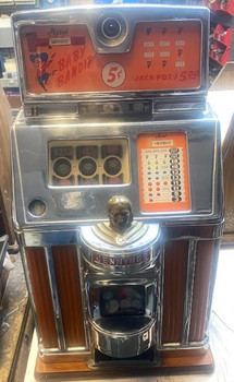 Jennings 5c Amber Lite Up Baby Bandit Slot Machine Hotel Showboat circa 1950's