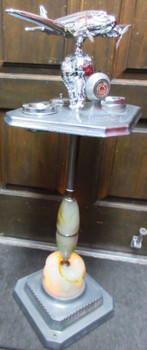 Vintage Chrome Airplane Stand with Marbled Glass Lamp Base