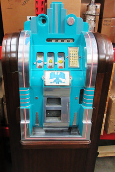 Mills 10c Extraordinary Slot / Mahogany Wood Cabinet Circa 1940's