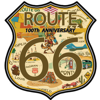 Route 66 100th Anniversary Shield Metal Sign