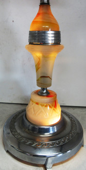 Vintage Chrome Airplane Stand with Marbled Glass Lamp Base 4