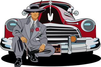 Vintage Cadillac / Man Laser Cut Advertisement Metal Sign