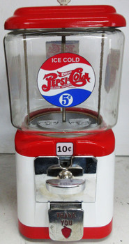 Acorn 10c Round Gumball Dispenser Pepsi-Cola Theme Circa 1950's