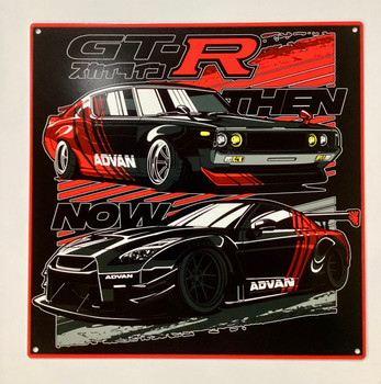 Nissan GTR Then / Now Metal Sign