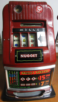 Mills 5c High Top Slot Machine "Nugget" theme Circa 1950