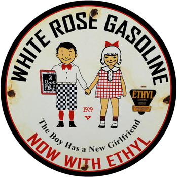 White Rose Gasoline 14" Round Metal Sign