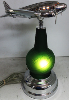 Art Deco Airplane Lamp Green