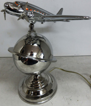 Art Deco Chrome Lighted Airplane Lamp