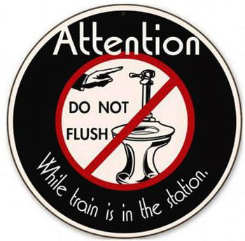 Attention Do Not Flush 14" Round Metal Sign