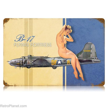 B-17 Flying Fortress Pin-Up Metal Wall Sign B-17 Flying Fortress Pin-Up Metal Wall Sign