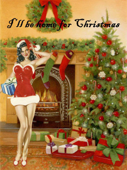 Home For Christmas Pin-Up / Christmas Tree Metal Sign