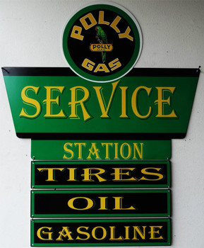 Polly Gas Service Plasma Cut Metal Sign with Plaques