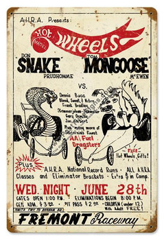 Hot Wheels-Snake/Mongoose Metal Sign