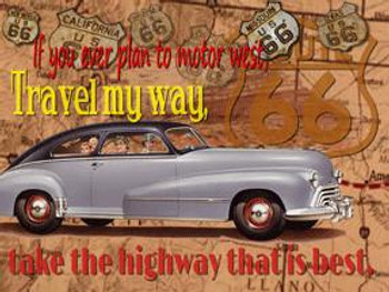 Travel My Way-Route 66 Metal Sign