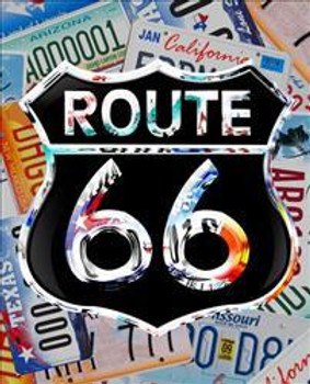 Route 66-License Plate Collage Metal Sign