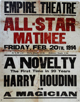 Harry Houdini-The Magician Metal Sign