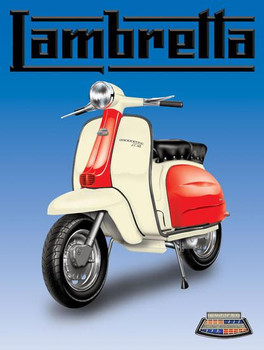 Lambretta Motor Scooter (blue background) Metal Sign