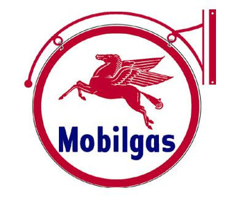 Mobilgas Double-Sided Hanging Round Sign