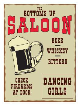 Bottoms Up Saloon Metal Sign