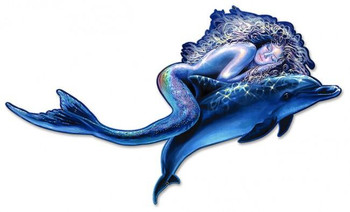 Dreaming Crystals Mermaid / Dolphin Plasma Cut Metal Sign Dreaming Crystals Mermaid / Dolphin Plasma Cut Metal Sign