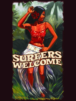 Surfers Welcome Metal Sign