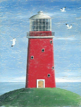 Red Lighthouse Metal Sign Red Lighthouse Metal Sign