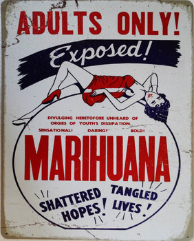 Adults Only-Marijuana Metal Sign