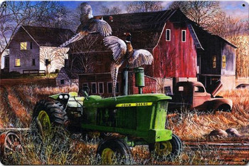 John Deere Barnyard Pheasants Metal Sign John Deere Barnyard Pheasants Metal Sign