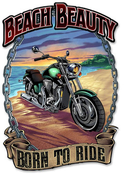 Beach Beauty Motorcycle on Beach Plasma Cut Sign