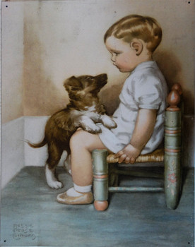 Bessie Gutmann Little Boy / Puppy Metal Sign
