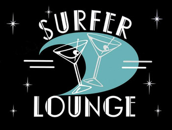 Surfer Lounge Martini Beach Waves Metal Sign