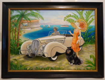 Delahaye on the French Riviera by Lee Dubin Framed Original Delahaye on the French Riviera by Lee Dubin Framed Original
