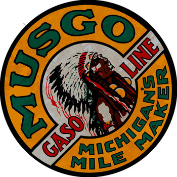 Musgo Gasoline 14" Round Sign Musgo Gasoline 14" Round Sign