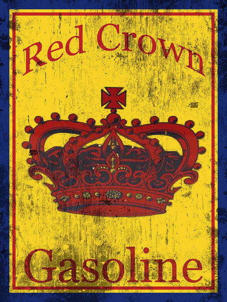 Red Crown Gasoline Distressed Metal Sign