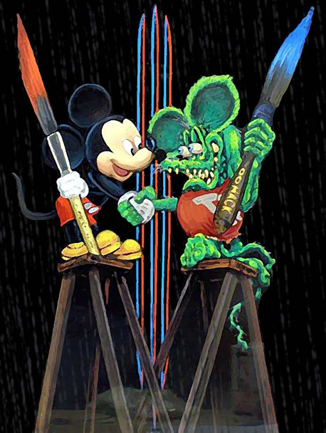 Paint Partners Rat Fink and Mickey Metal Sign