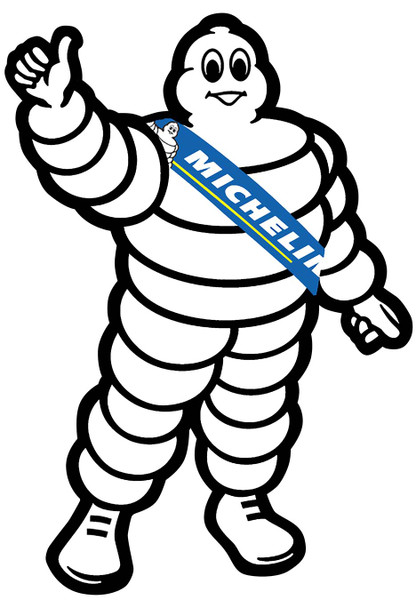 Michelin Tire Man Blue Banner Laser Cut Metal Sign