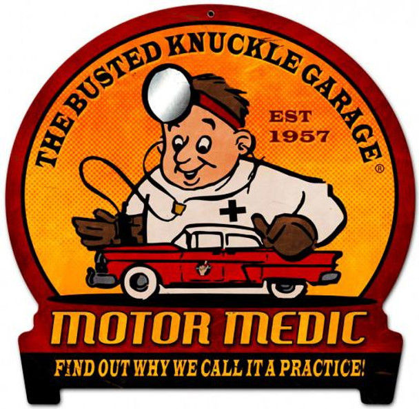 Motor Medic Round Banner Plasma Cut Metal Sign