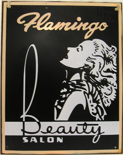 Flamingo Beauty Salon Rustic Metal Sign