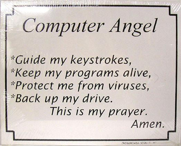 Computer Angel metal sign