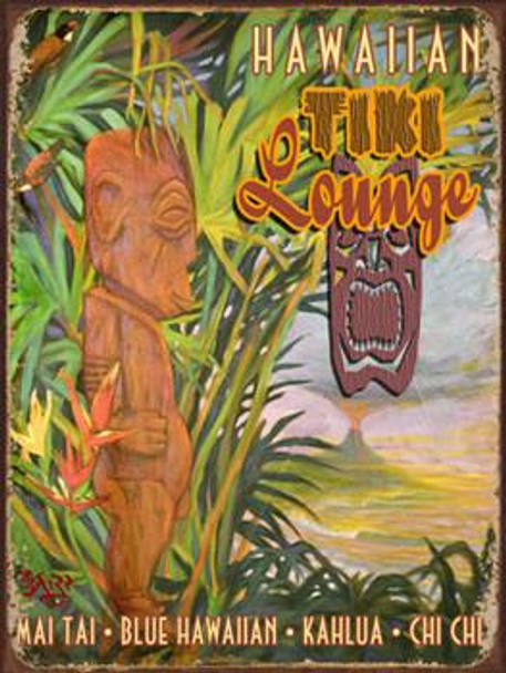 Hawaiin Tiki Lounge Metal Sign