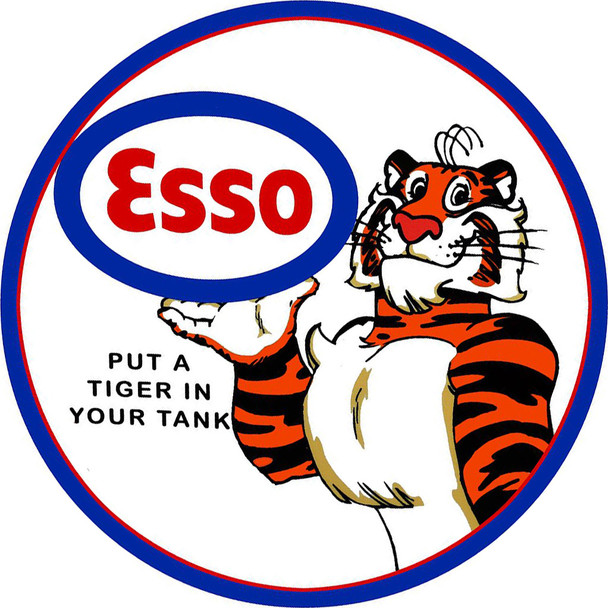 Esso Tiger 14" Premium Motor Oil Round Metal Disk