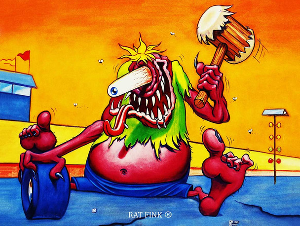 Pool Monster Rat Fink Metal Sign