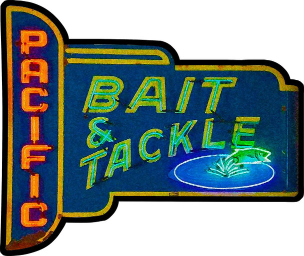 Pacific Bait and Tackle Plasma Cut Metal Sign