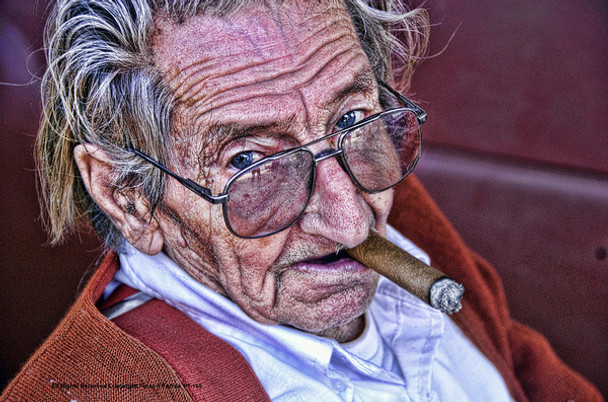 Bill Hines Portrait / Cigar Metal Sign Peter Torres