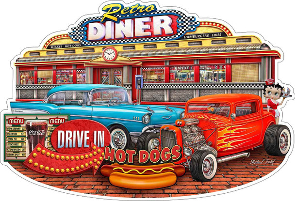 Retro Diner Plasma Cut Metal Sign by Michael Fishel 